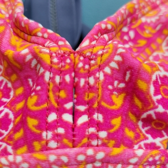 ATHLETA Ventana Bra Cup Halter Tankini Swim Top Gray Orange Paisley 34 B/C Beach - Picture 10 of 10